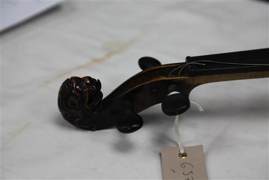 A 19th century German violin, length of back 14in.